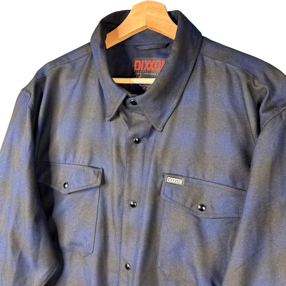 Dixxon Flannel Co Midnight Blue Black Ombre D-Tech Plaid Shirt Mens 2XT Tall